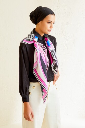 Dream Loop Twill Silk Scarf Fuchsia - 2