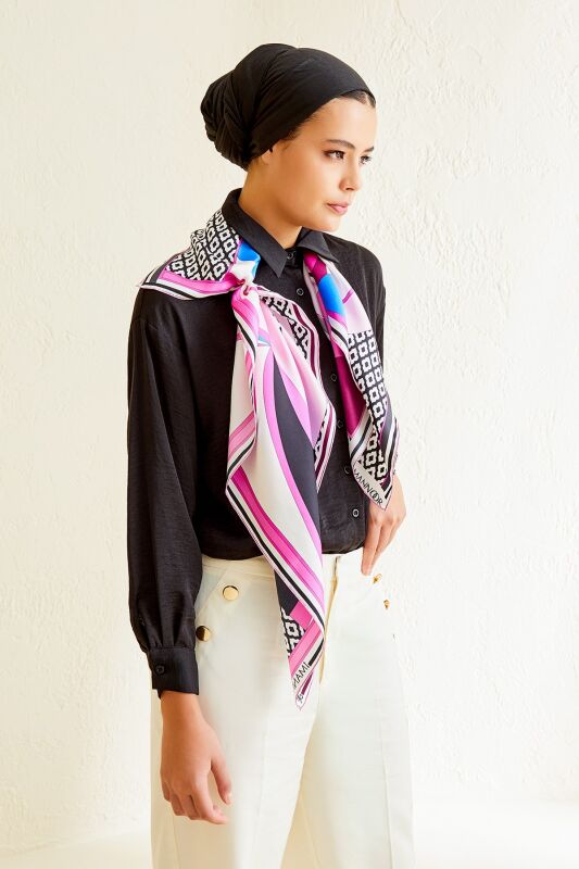 Dream Loop Twill Silk Scarf Fuchsia - 2