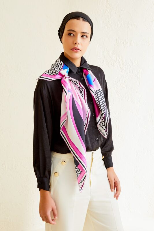 Dream Loop Twill Silk Scarf Fuchsia - 8