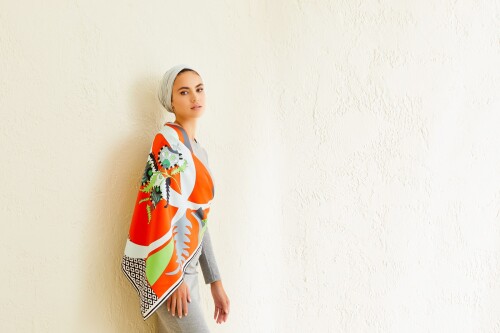 Dream Loop Twill Silk Scarf Orange - 8