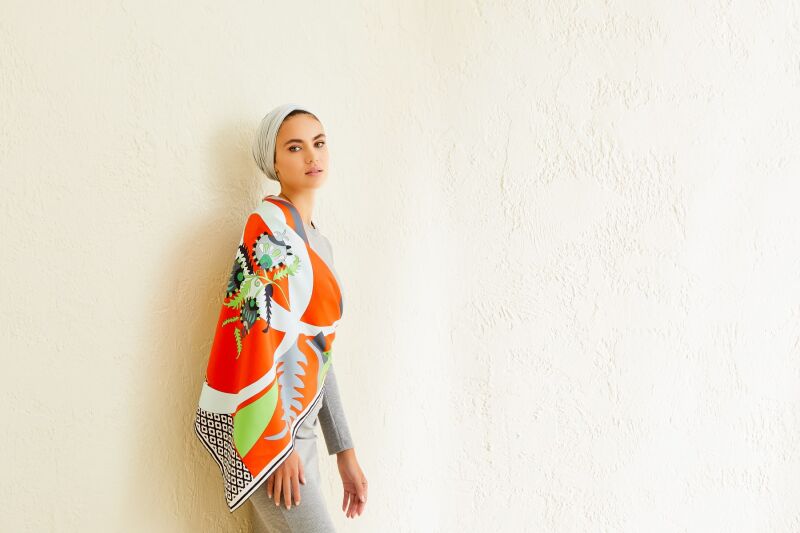 Dream Loop Twill Silk Scarf Orange - 8