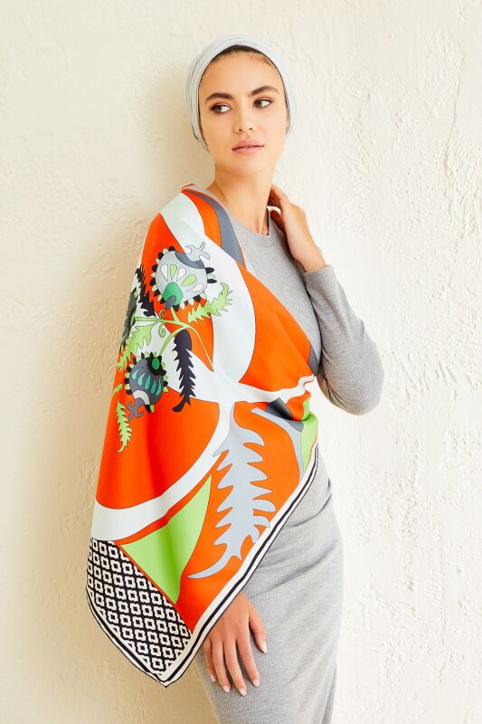 Dream Loop Twill Silk Scarf Orange - 6
