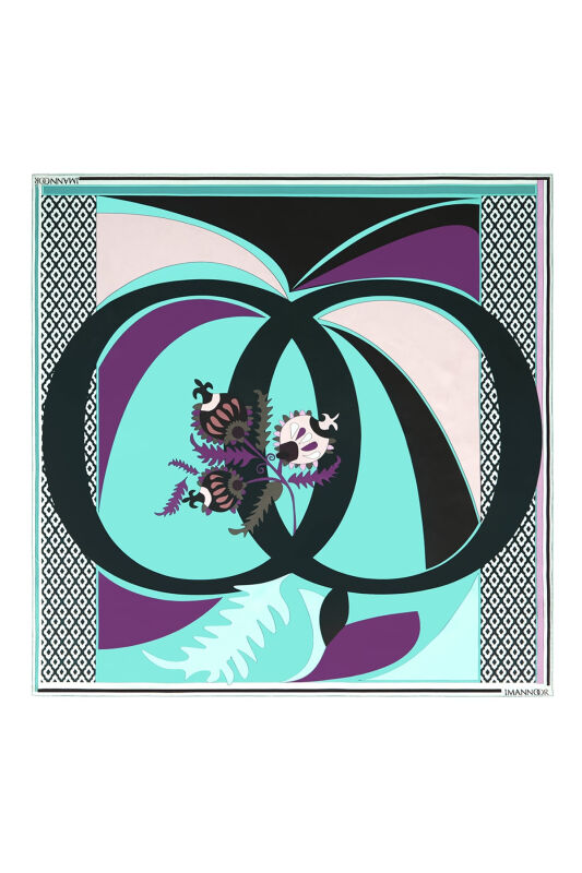 Dream Loop Twill Silk Scarf Turquoise - 1
