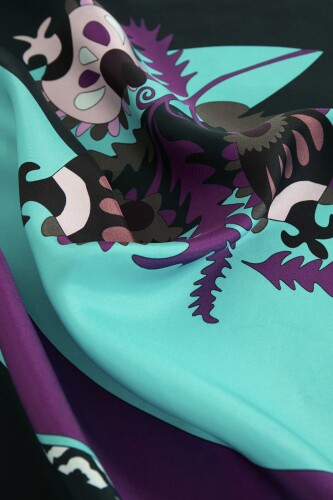 Dream Loop Twill Silk Scarf Turquoise - 3