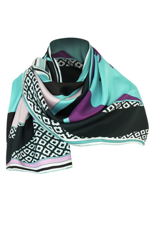 Dream Loop Twill Silk Scarf Turquoise - 7