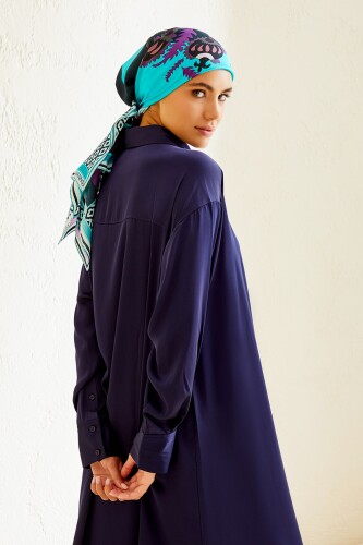 Dream Loop Twill Silk Scarf Turquoise - 6
