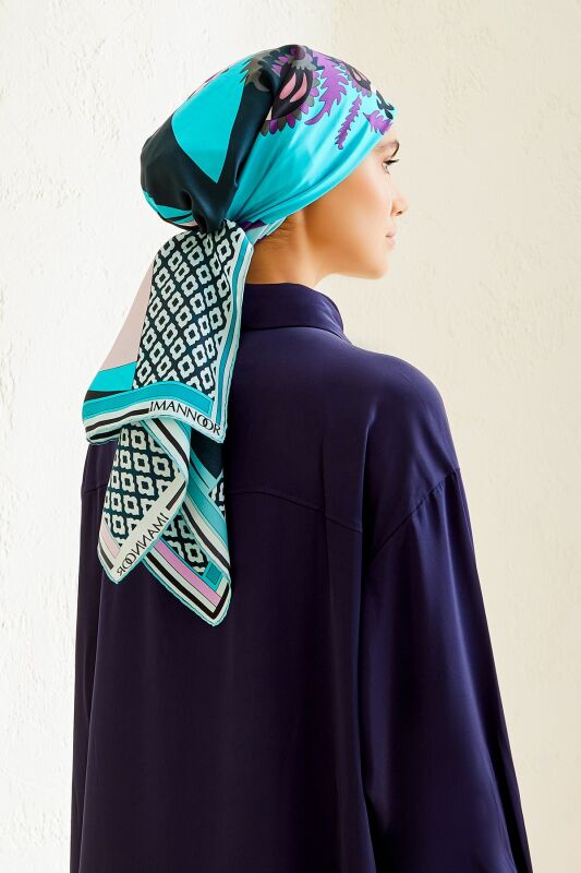Dream Loop Twill Silk Scarf Turquoise - 2