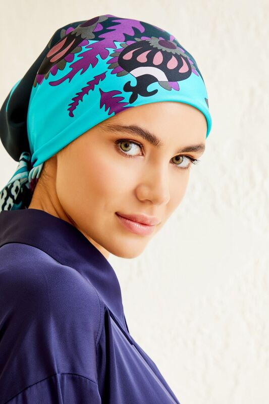 Dream Loop Twill Silk Scarf Turquoise - 4