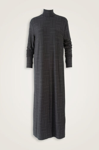 Duble I Antrasit Boğazlı Penye Elbise - Imannoor