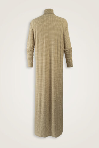 Duble I Bej Boğazlı Penye Elbise - 2