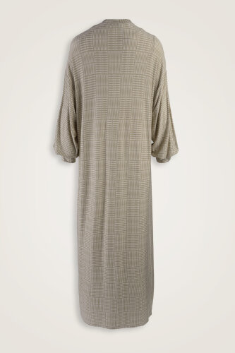 Duble I Bej Kol Ağzı Ribana Penye Elbise - 2