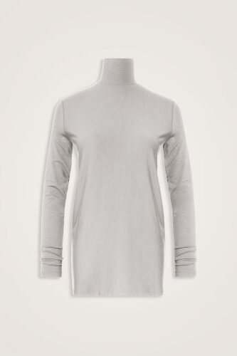 Düz Renk Açık Taş Uzun Penye Bluz - Imannoor