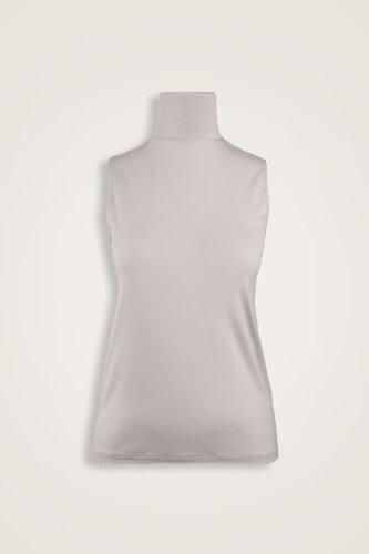  Düz Renk Açık Taş Uzun Penye Kolsuz Bluz - Imannoor