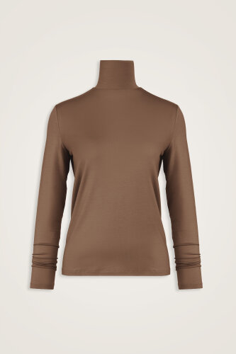 Düz Renk Cappucino Kısa Penye Bluz - Imannoor