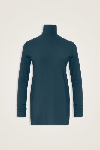 Düz Renk Lacivert Uzun Penye Bluz - Imannoor