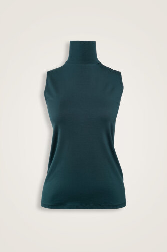  Düz Renk Lacivert Uzun Penye Kolsuz Bluz - Imannoor