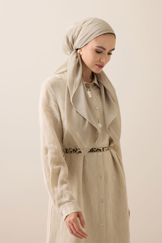 Düz Renk Vizon Krep İpek Eşarp 110x110 - 5