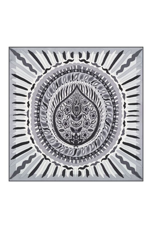 Eaves Silk Shawl Grey - 1