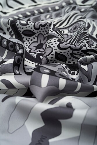 Eaves Silk Shawl Grey - 2