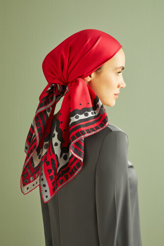 Edge Silk Scarf Red - 4
