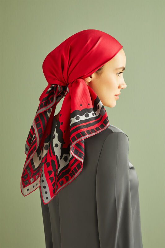Edge Silk Scarf Red - 4
