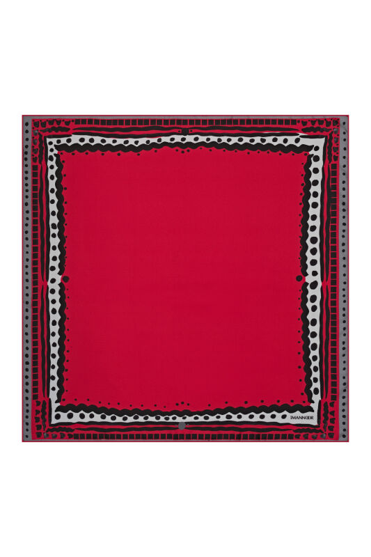 Edge Silk Scarf Red - 2