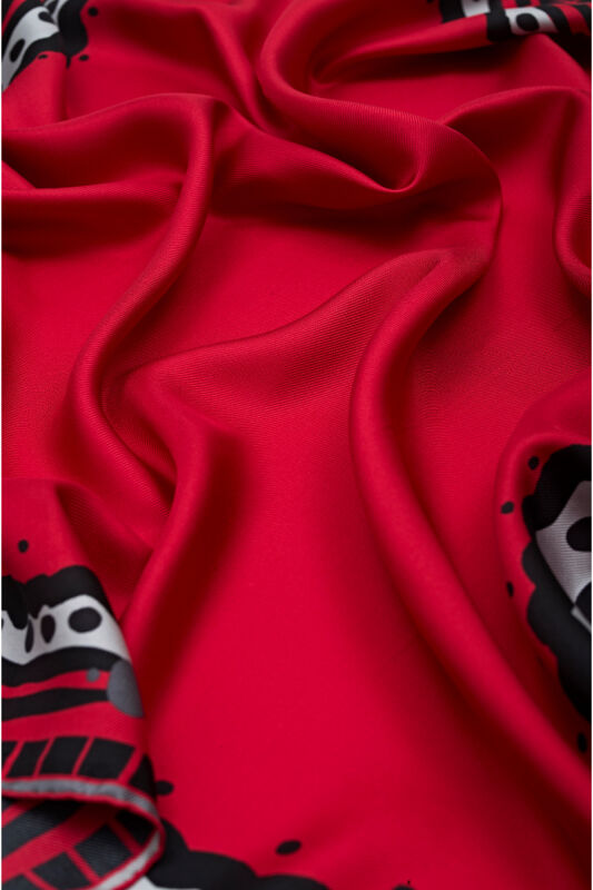 Edge Silk Scarf Red - 3