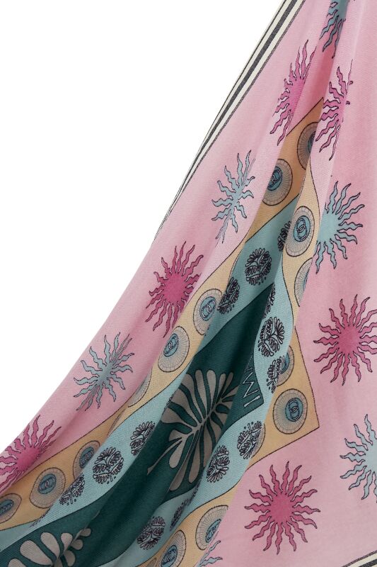 Eye Flower Wool Shawl Pink - 2