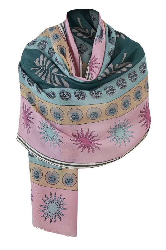 Eye Flower Wool Shawl Pink - 4