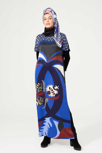 Fancy Mavi Elbise - 3