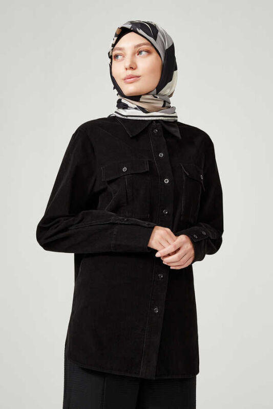 Fancy OO Siyah Tivil İpek Eşarp - 6