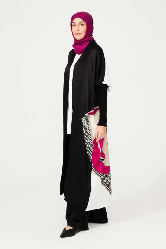 Fancy Uzun Mürdüm Kimono - 5