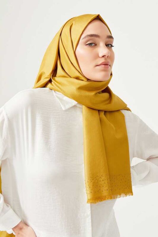 Fine Silk Solid Silk Shawl Gold - 6
