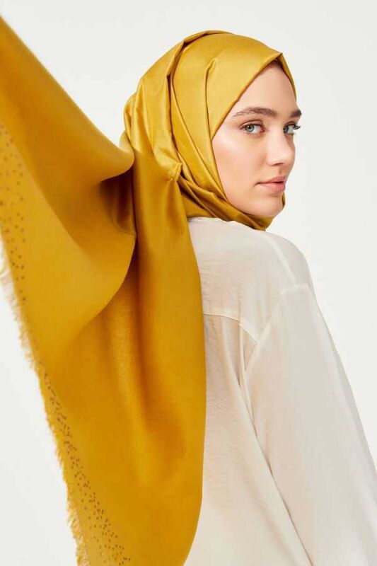 Fine Silk Solid Silk Shawl Gold - 4