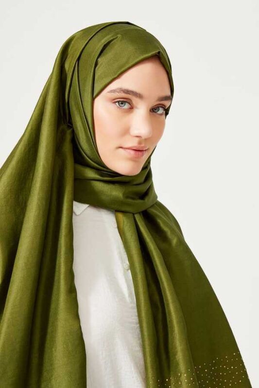 Fine Silk Solid Silk Shawl Green - 5