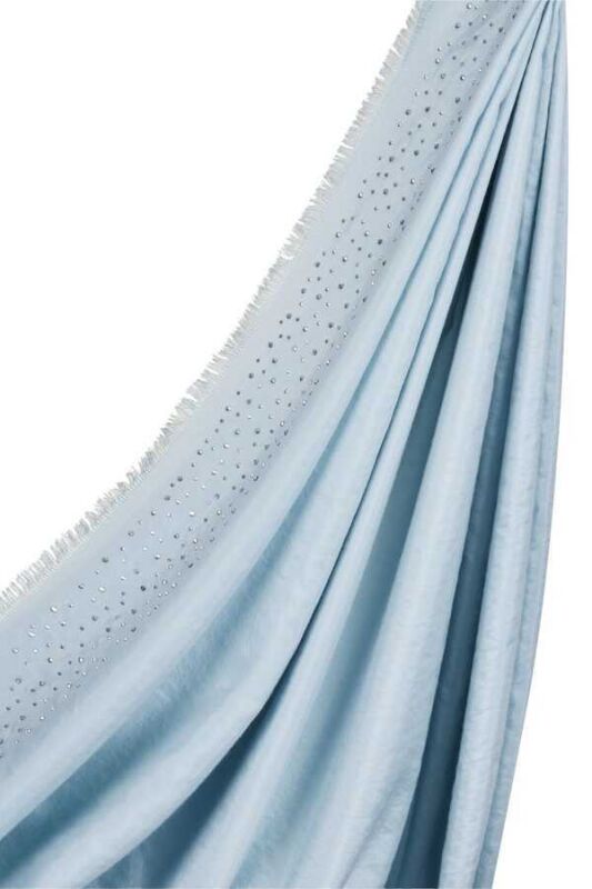 Fine Silk Solid Silk Shawl Spring Blue - 5