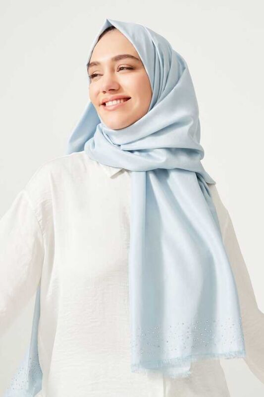 Fine Silk Solid Silk Shawl Spring Blue - 4