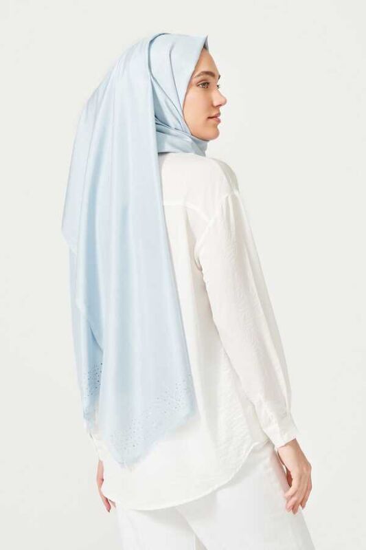 Fine Silk Solid Silk Shawl Spring Blue - 2