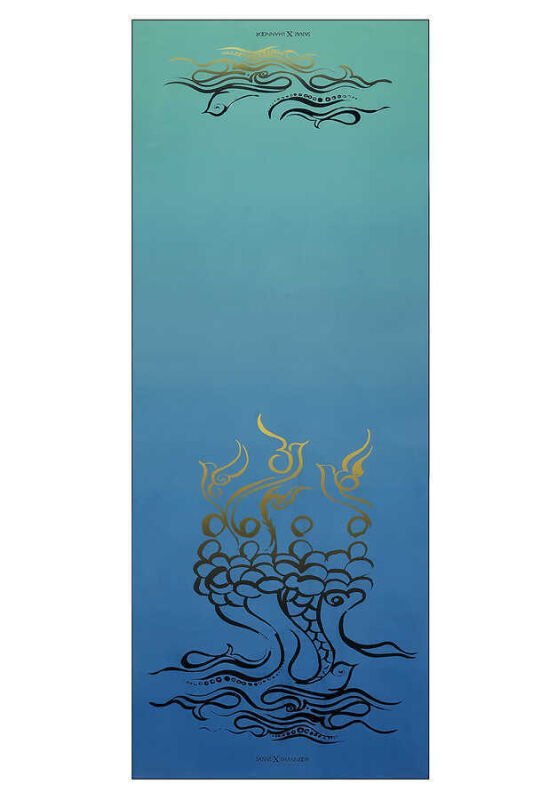 Fish and Bird Silk Shawl Blue - 1
