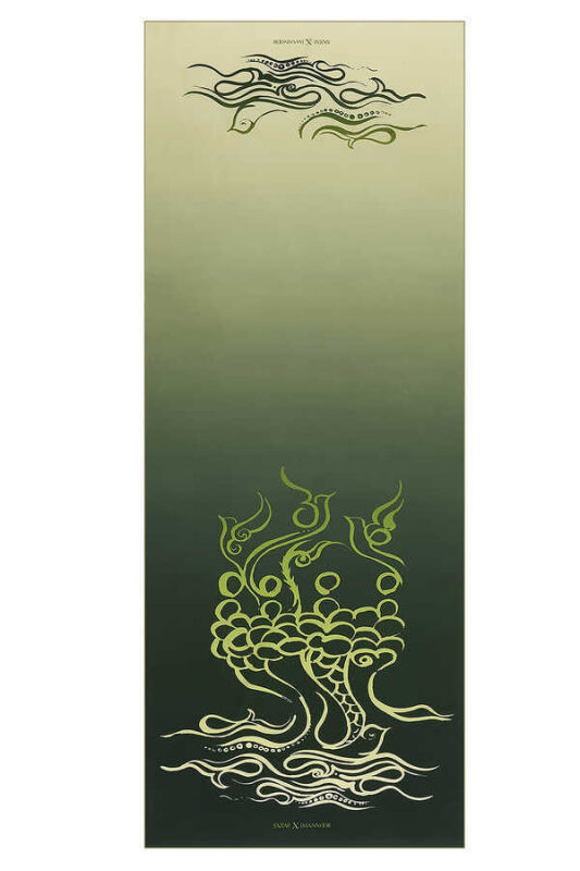 Fish and Bird Silk Shawl Green - 1