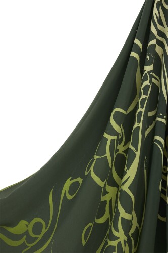 Fish and Bird Silk Shawl Green - 5