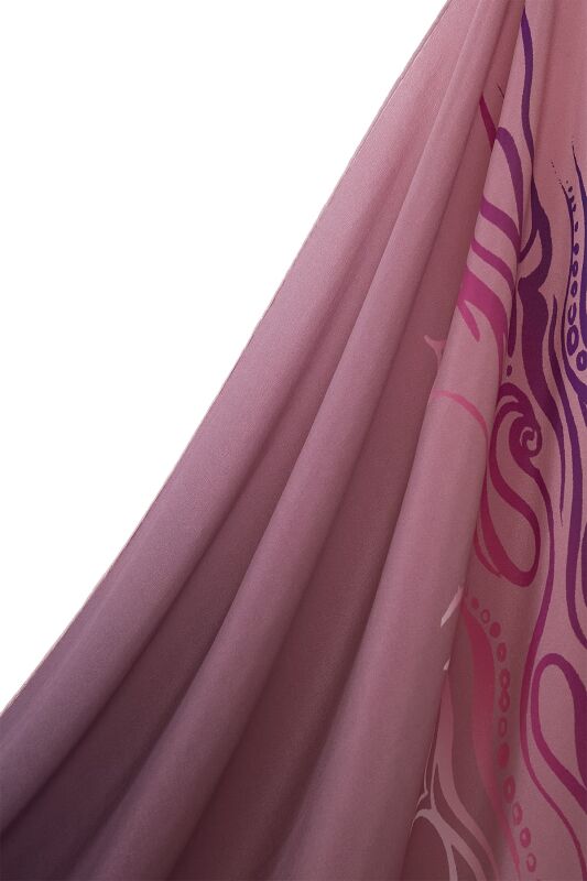 Fish and Bird Silk Shawl Plum - 5