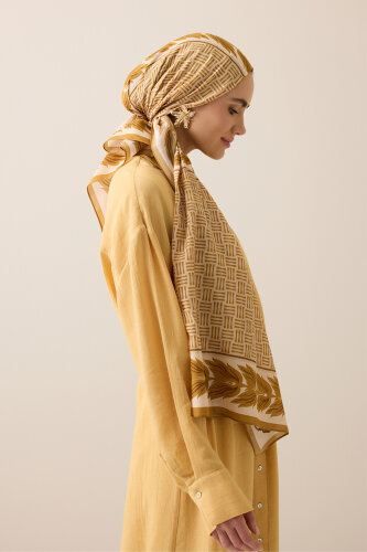 Four Seasons Mustard Cotton Floss Scarf - Imannoor