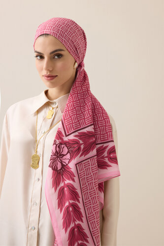 Four Seasons Pink Cotton Floss Scarf - Imannoor (3)