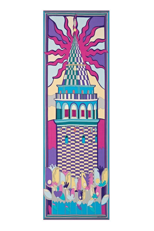 Galata Pembe Krep İpek Şal - 1