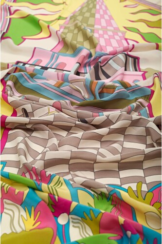 Galata Silk Shawl Pastel - 3