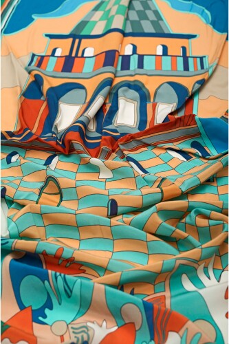 Galata Silk Shawl Turquoise - 3