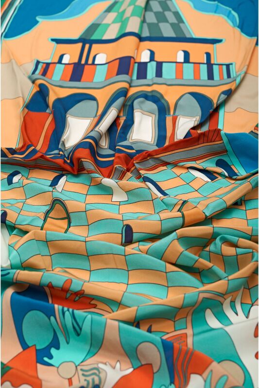 Galata Silk Shawl Turquoise - 3