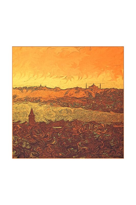 Galata Tower Twill Silk Foulard - 1