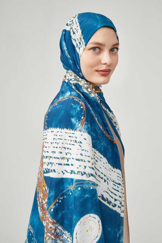 Galaxy Silk Shawl Blue - 4